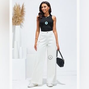 Wide Leg Jeans High Waisted Baggy Trouser W/ Pockets ⚫️